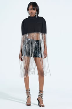 AKIRA New Level Shine Cropped Blouse | Black | Size XL