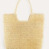 Ring Handle Woven Tote - Beige / One-Size