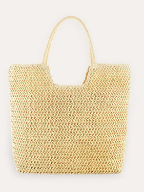 Ring Handle Woven Tote - Beige / One-Size
