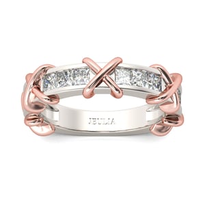 Jeulia Knot Princess Cut Sterling Silver Women's Band