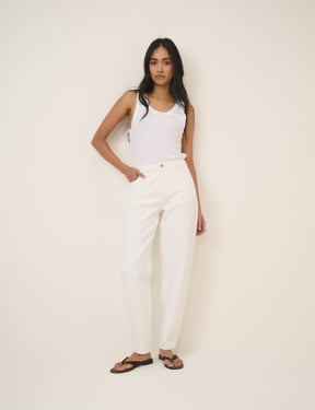 White Putney Barrel Leg Jeans