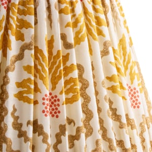14cm Tall tapered shade in citrine 'palmette' linen by Ellen Merchant