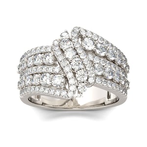 Jeulia Crossover Round Cut Sterling Silver Women's Wedding Band