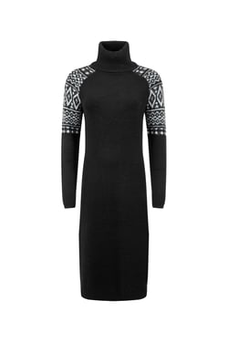 Weird Fish Ezzie Fair Isle Roll Neck Knitted Dress Black Size 8