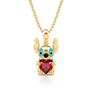 Jeulia Hug Me "Little Monster" Heart Cut Sterling Silver Necklace
