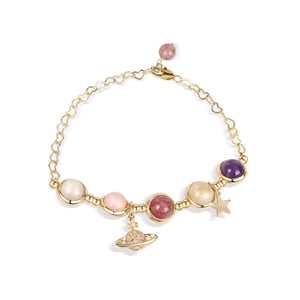 Jeulia "Prosperity & Harmony" Heart Shaped Chain Planet Natural Crystal Bracelet