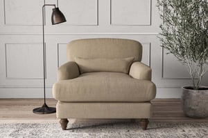 nkuku Deni Armchair | Make To Order | Brera Linen Pebble | No Colour