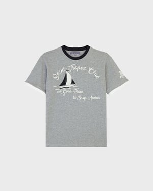 Vilebrequin - Men Cotton T-shirt Yarn Dye Sail - Tee Shirt - Portisol - Grey - Size XL
