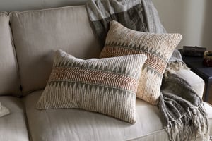 nkuku Zairya Jute & Cotton Cushion Cover | Textiles | Natural/Rust | 50 x 50 cm