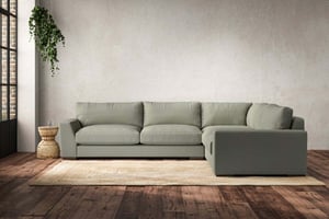 nkuku Guddu Large Right Hand Corner Sofa | Make To Order | Recycled Cotton Seaspray | No Colour