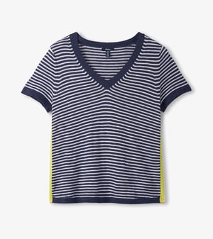 V-Neck Knit Tee - Patriot Blue Stripes