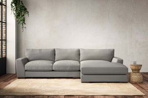 nkuku Guddu Right Hand Chaise Sofa | Make To Order | Medium | Brera Linen Smoke