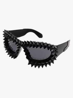 Retro High-Street Multicolor Spike Studded Sunglasses - Black / ONE SIZE
