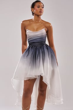 AKIRA Dance With Me High Low Ombre Dress | Black | Size 1X