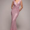 Goddiva Twisted Front Sequin Maxi Dress - Blush