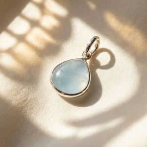 Aquamarine March Birthstone Bezel Sterling Silver Pendant - Gold Vermeil Plated