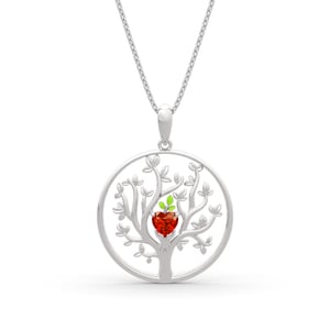 Jeulia "Tree of Life" Heart Cut Sterling Silver Necklace