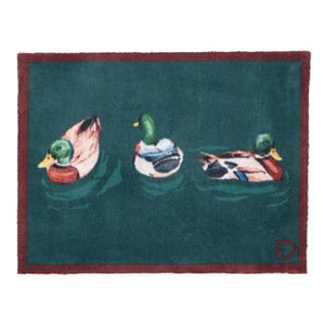 Swimming Ducks Teal Washable Doormat - 65x85cm