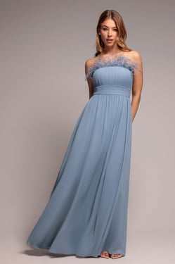 Goddiva Bridesmaids Chiffon Maxi Dress - Blue