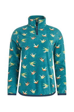 Weird Fish Reena 1/4 Zip Printed Microfleece Forest Night Size 10
