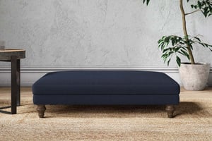 nkuku Marri Large Dining Footstool | Make To Order | Brera Linen Indigo | No Colour
