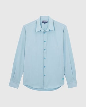 Vilebrequin - Men Wool Shirt Micro Rayures Tailoring - Shirt - Cool - Blue - Size XXL