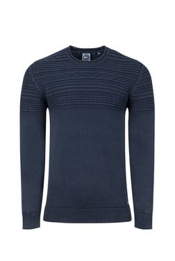 Weird Fish Fahri Mixed Stitch Crew Neck Jumper Navy Size 5XL