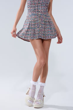 AKIRA Tweed Pleated Mini Skirt | Size 1X