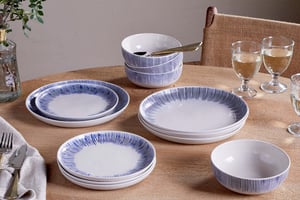 nkuku Karuma Dinnerware Set Set Of 12 | Tableware | Blue/White