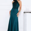 Glowing Sunrays Halter Maxi Dress Dark Green