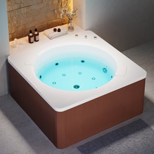 57" Double Jetted Jacuzzi Bathtub Acrylic with LED Lighting & Ozone Sterilization & Temperature Control & Hydro Air Jet