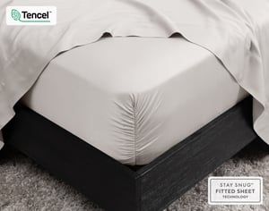 QE Home 350TC BeechBliss TENCEL™ Modal Fitted Sheet in Moon, Grey, Queen