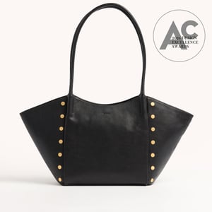Hammitt Paul Black Press Brushed Gold Red Zip Lrg