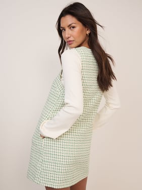 Green Boucle Shift Mini Dress