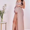 Goddiva Maternity Wrap Spaghetti Strap Maxi - Blush