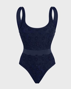 Vilebrequin - Women One-piece Swimsuit Embroidered Flowers - Swimwear - Fashion - Blue - Size L