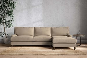 nkuku Marri Right Hand Chaise Sofa | Make To Order | Grand | Brera Linen Pebble