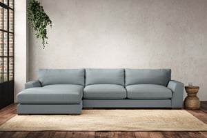 nkuku Guddu Large Left Hand Chaise Sofa | Make To Order | Recycled Cotton Horizon | No Colour