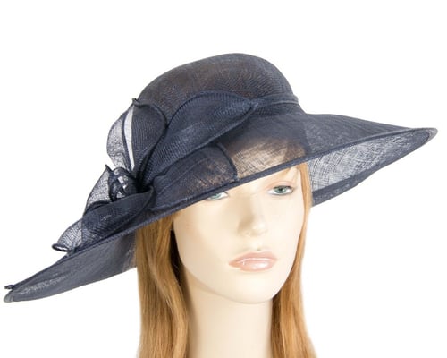 Navy wide brim racing fashion hat by Max Alexander