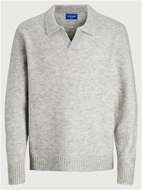 Jack & Jones Rollie Knit Ls Polo - Grey / Light Grey Melange - XL