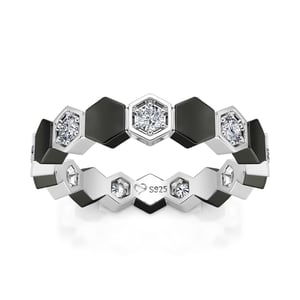 Jeulia "Unconditional Love" Football Design Sterling Silver Women's Band