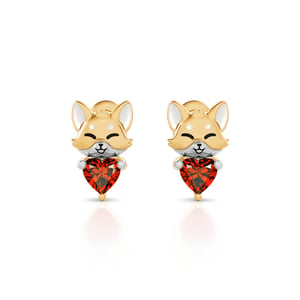 Jeulia Hug Me "Baby Fox" Heart Cut Sterling Silver Stud Earrings