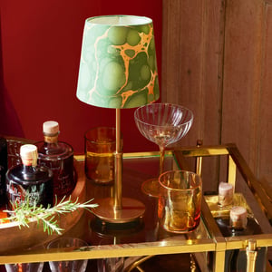 Smaller Pod rechargeable table lamp in antique brass