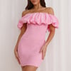 Bubblegum Off Shoulder Mini Dress Pink
