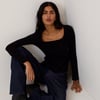 Black Square Neck Asymmetric Top
