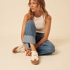 Cream And Tan Leather Trainers