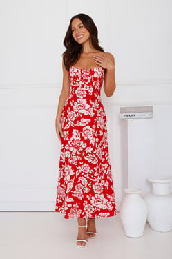 Gardenia Grove Maxi Dress Red