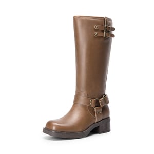 DREAM PAIRS Women   s Adjustable Strap Moto Boots