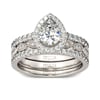Jeulia Halo Pear Cut Sterling Silver Ring Set