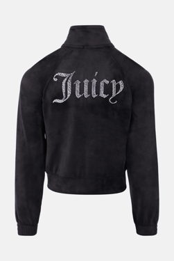 BLACK VELOUR DIAMANTÉ TRACK TOP - XXXL / Black